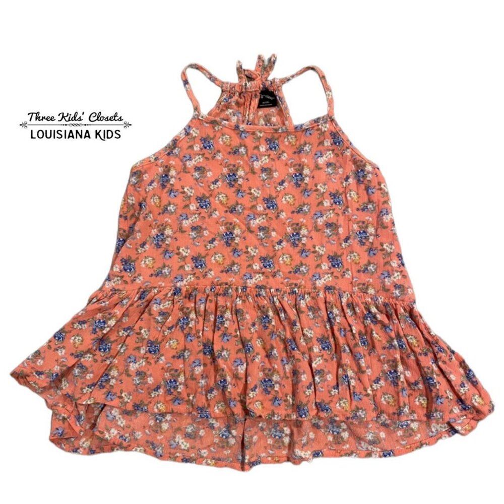 Art Class Sz M (7/8) Coral Floral Peplum Top